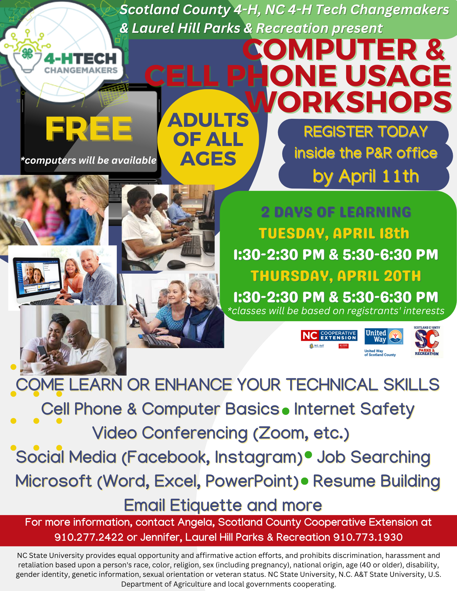 ADULTS: Computer and Cell Phone Usage Workshops