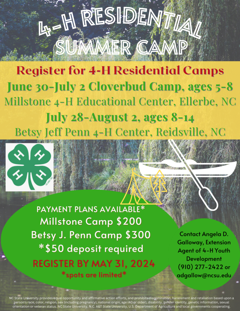 4-H Residential Camps flyer for 2024