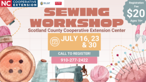 Cover photo for Adult Sewing Workshop  - Scotland County Cooperative Extension Center